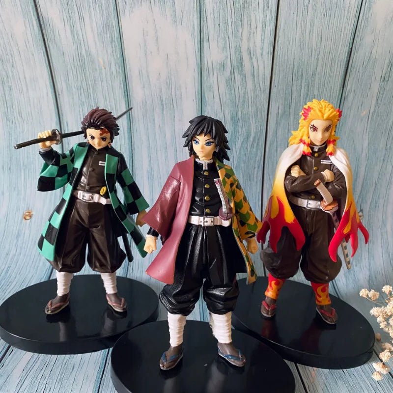 Anime 16CM Demon Slayer Kimetsu No Yaiba Figure Kamado Tanjirou Action Figure Agatsuma Zenitsu Nezuko Warrior PVC Model Toys.