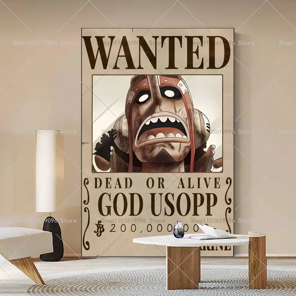 One Piece Retro Anime Art Luffy Zoro Chopper Poster Self-adhesive Art Waterproof Paper Sticker Coffee House Bar Room Wall Decor