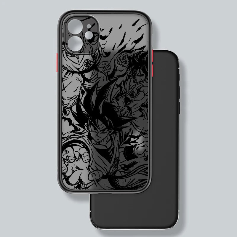 Luxury D-Dragon Ball Goku Frosted Translucent For Apple iPhone 15 14 13 12 11 XS XR X 8 7 SE Pro Max Plus Mini Funda Phone Case