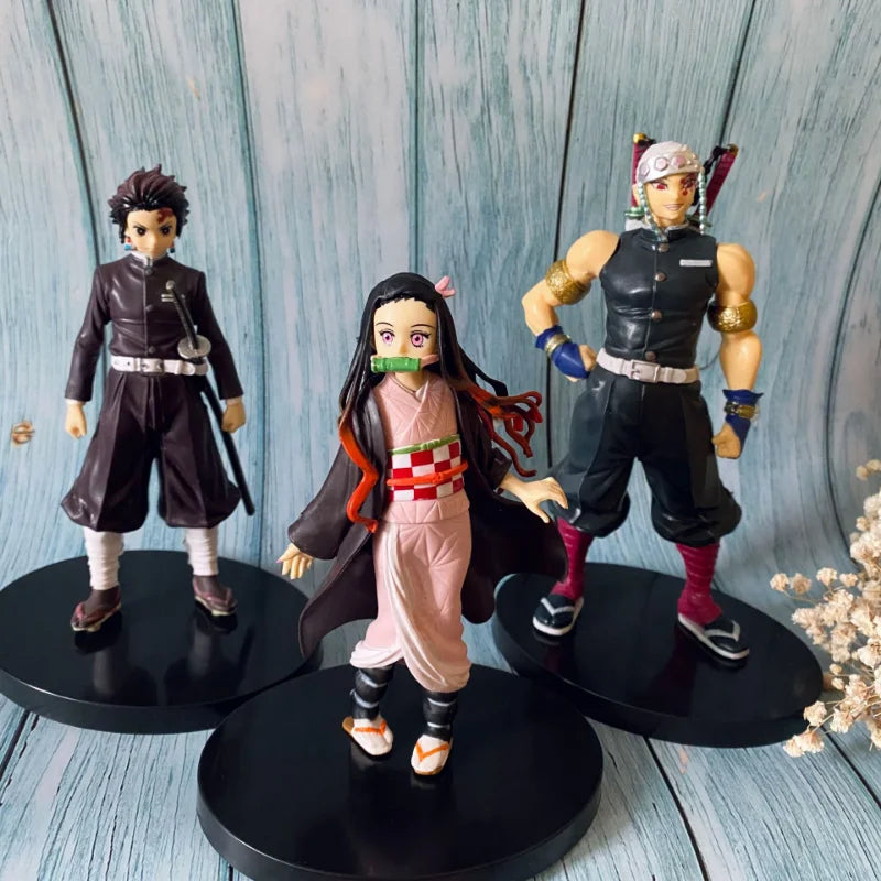 Anime 16CM Demon Slayer Kimetsu No Yaiba Figure Kamado Tanjirou Action Figure Agatsuma Zenitsu Nezuko Warrior PVC Model Toys.