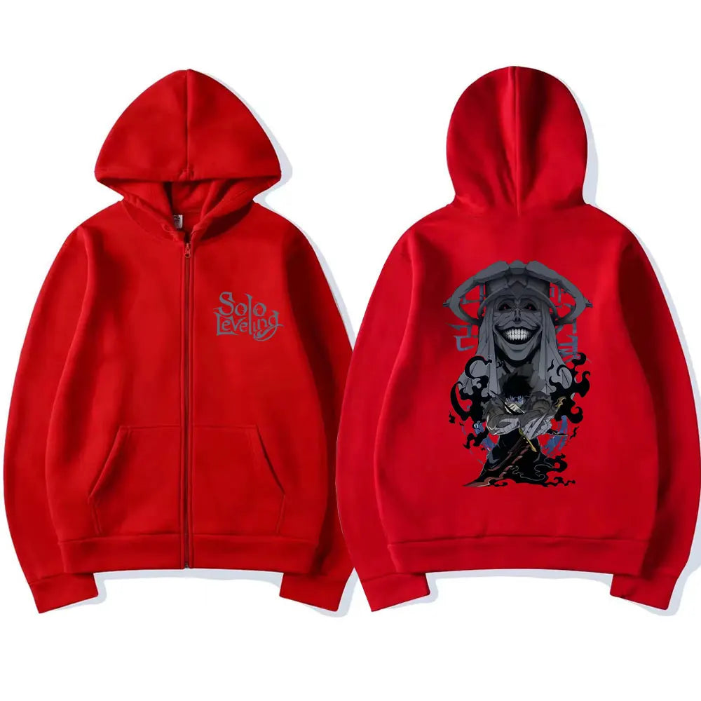 Anime Solo Leveling Sung Jin Woo Graphic Print Hooded Men Women Zip Up Hoodies Manga Sweatshirt Harajuku Unisex Zipper Jacket