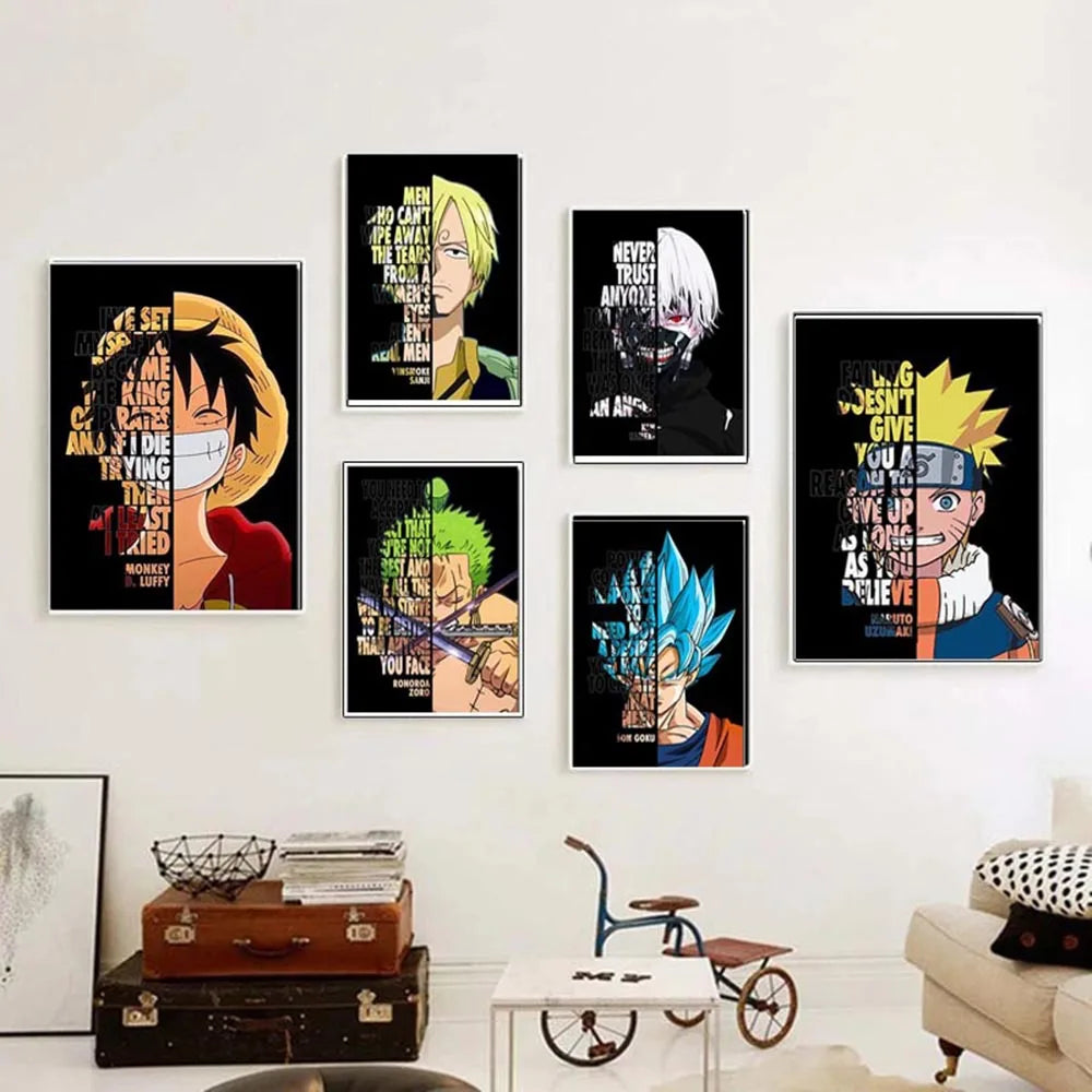 Anime HD Painting Dragon Ball One Piece Naruto Poster Mural Canvas Painting Decoration Cartoon Figure Picture Wall Art Kids Gift