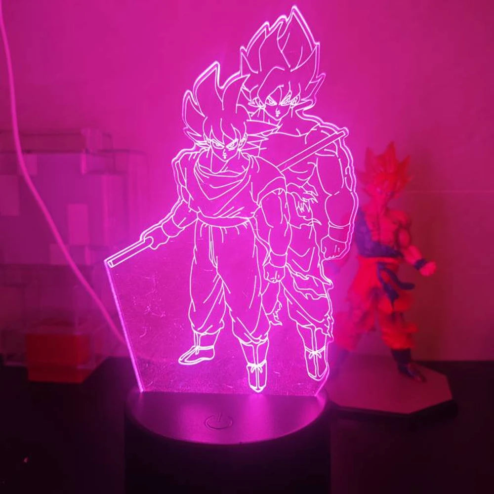 3D Illusion Anime Goku Vegeta Dragon Ball Z Super Saiyan Night Light with Remote Control and Smart Touch Room Decor Lamp gift