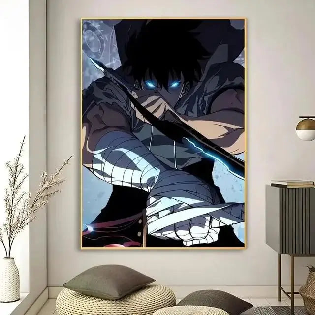 Solo Leveling Anime Canvas Wall Art  HD Kawaii Cat  Cars Poster for Game Room Decor Gifts and Wall Murals