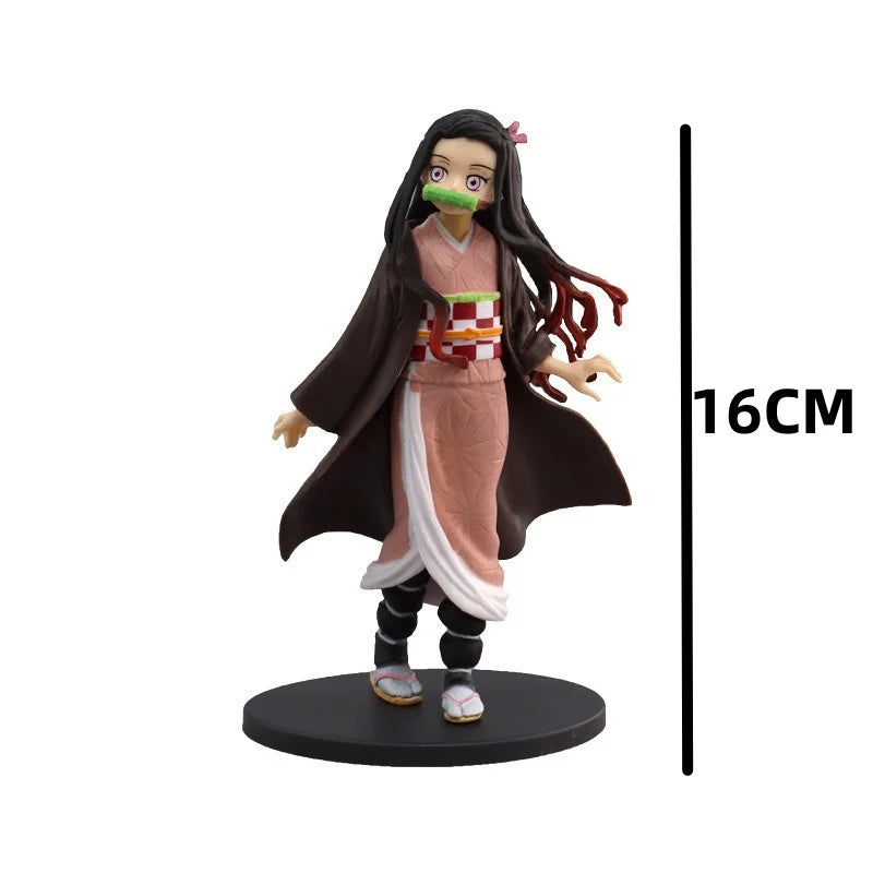 Anime 16CM Demon Slayer Kimetsu No Yaiba Figure Kamado Tanjirou Action Figure Agatsuma Zenitsu Nezuko Warrior PVC Model Toys.