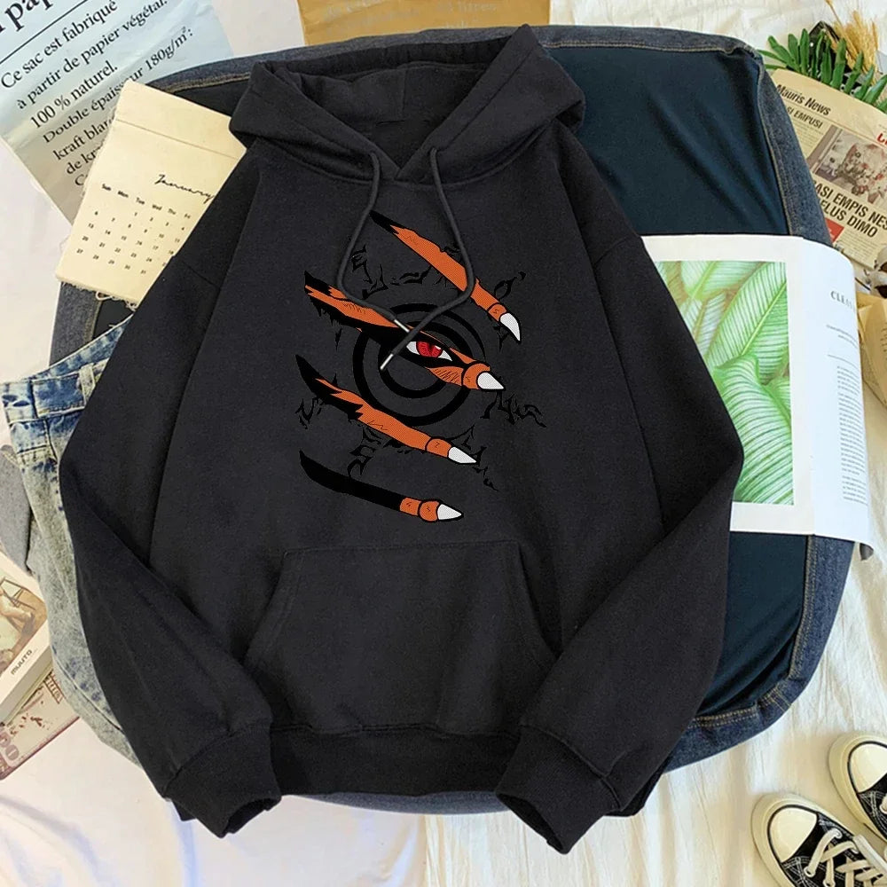 Anime Hoodie Sweatshirt Kurama Print Pullover Women Sweatshirt Men Fashion Oversized Hoodies Kid Boys Girl Clothes Jackets Coats