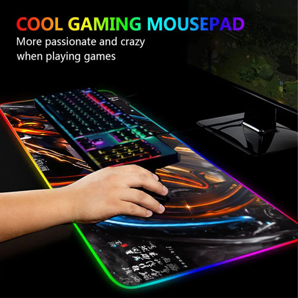 Solo Leveling Luminous Mousepad 1200x500 Table Pad Gamer Mouse Pad with Your Rgb Print Lights Anime Led Mat for Gaming Room