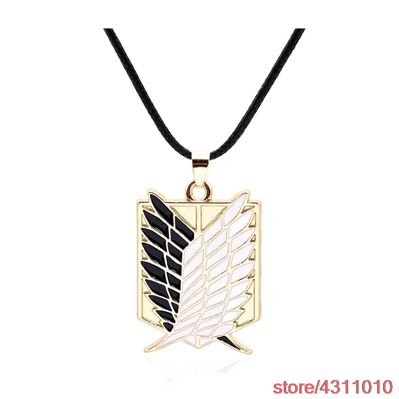 fashion anime attack on titan pendant necklace scoating legion badge Jiyuu no Tsubasa necklace cosplay Eren Jager Mikasa Ackerma
