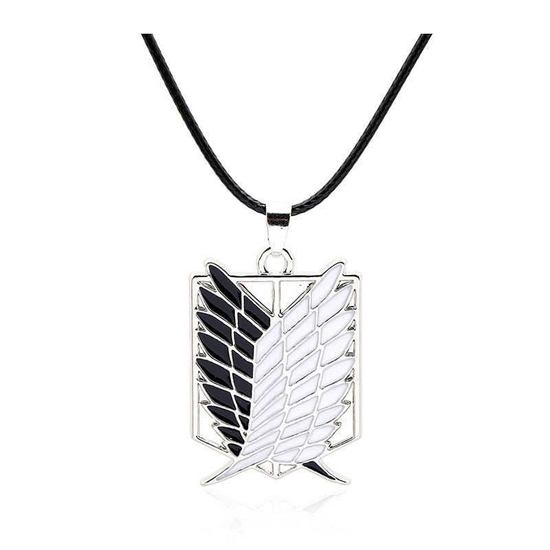 fashion anime attack on titan pendant necklace scoating legion badge Jiyuu no Tsubasa necklace cosplay Eren Jager Mikasa Ackerma