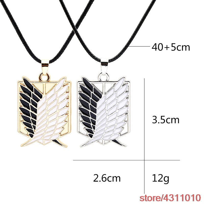 fashion anime attack on titan pendant necklace scoating legion badge Jiyuu no Tsubasa necklace cosplay Eren Jager Mikasa Ackerma