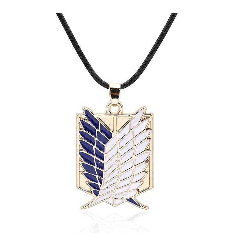 fashion anime attack on titan pendant necklace scoating legion badge Jiyuu no Tsubasa necklace cosplay Eren Jager Mikasa Ackerma