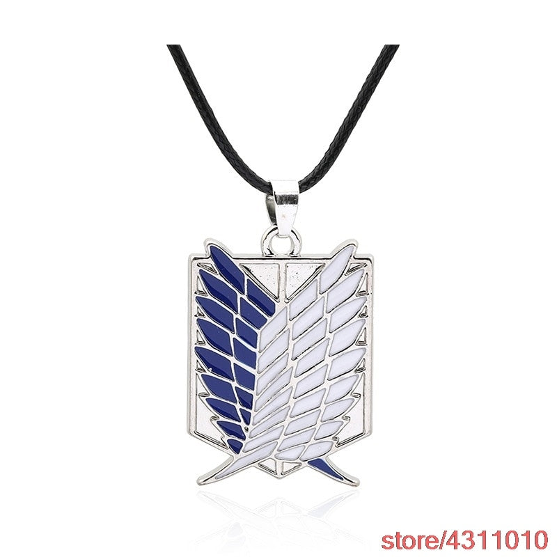 fashion anime attack on titan pendant necklace scoating legion badge Jiyuu no Tsubasa necklace cosplay Eren Jager Mikasa Ackerma