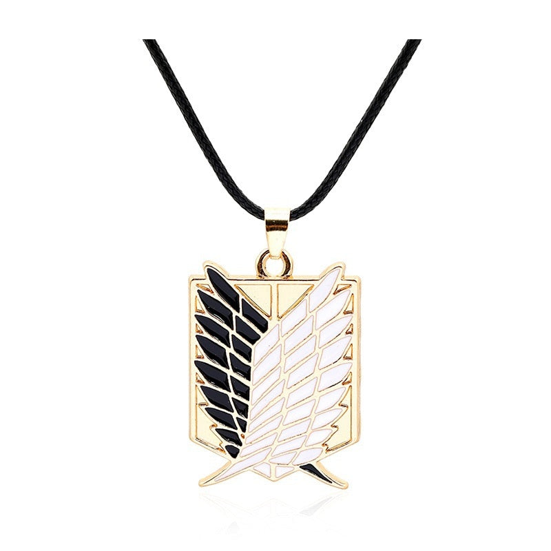 fashion anime attack on titan pendant necklace scoating legion badge Jiyuu no Tsubasa necklace cosplay Eren Jager Mikasa Ackerma