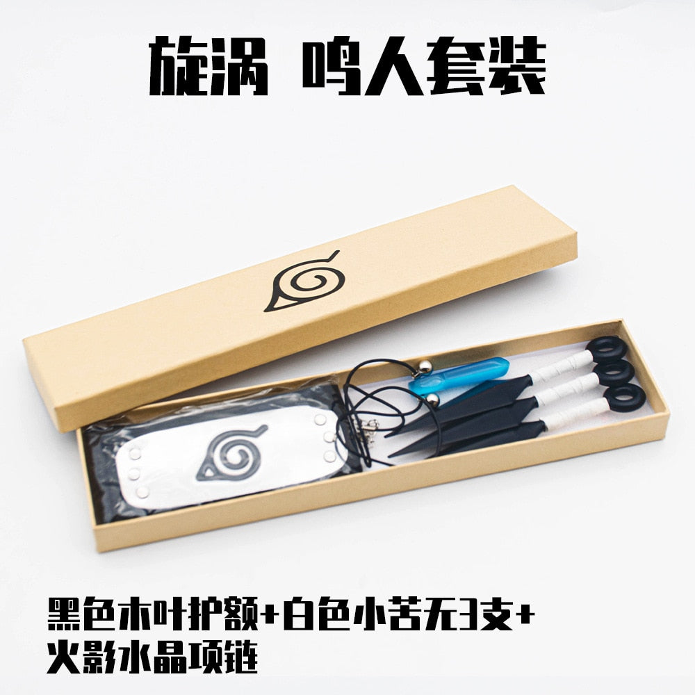 Naruto Kunai and Shuriken Set Weapon Pack Gloves Shoes Headbands Necklace ABS Cosplay Toy Figures Anime Ring Toys Kids Gift