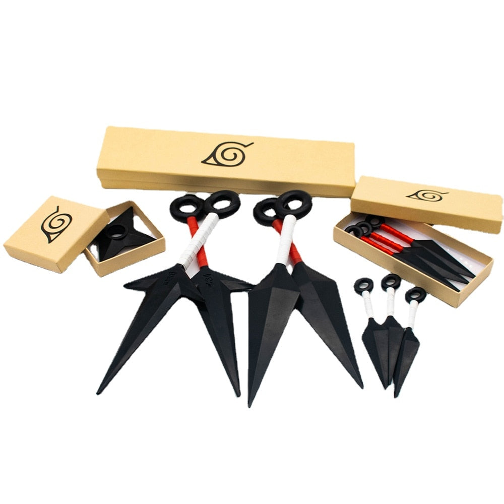 Naruto Kunai and Shuriken Set Weapon Pack Gloves Shoes Headbands Necklace ABS Cosplay Toy Figures Anime Ring Toys Kids Gift