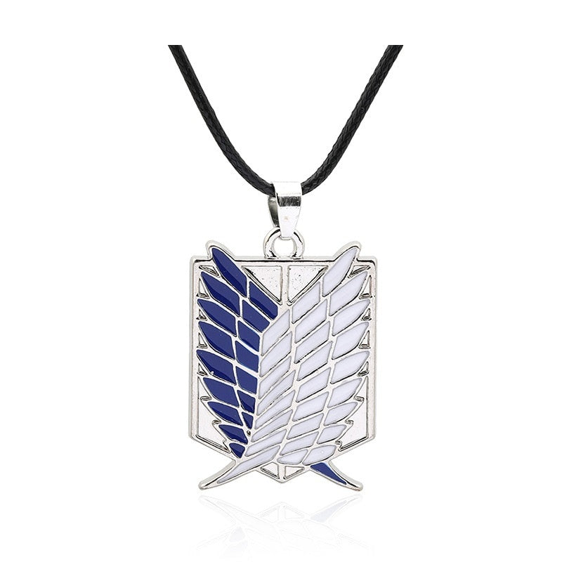 fashion anime attack on titan pendant necklace scoating legion badge Jiyuu no Tsubasa necklace cosplay Eren Jager Mikasa Ackerma