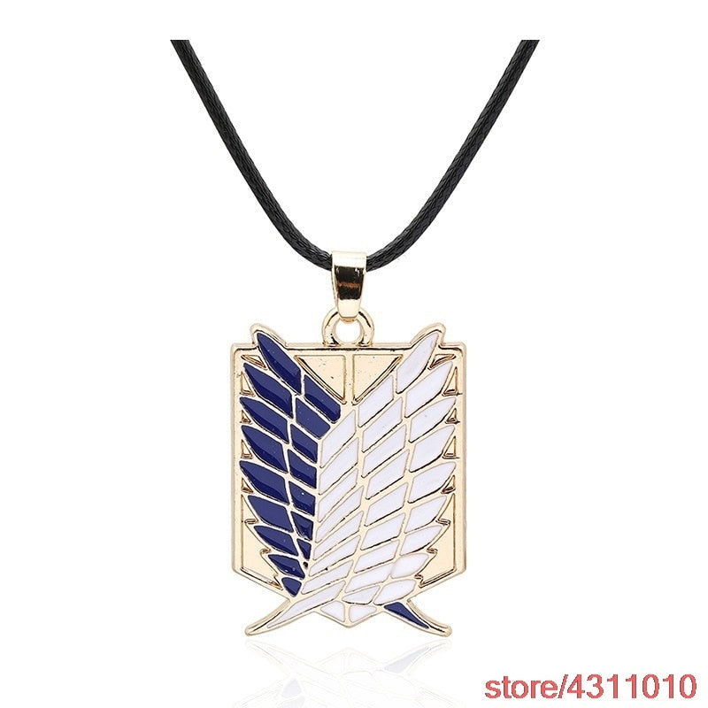 fashion anime attack on titan pendant necklace scoating legion badge Jiyuu no Tsubasa necklace cosplay Eren Jager Mikasa Ackerma