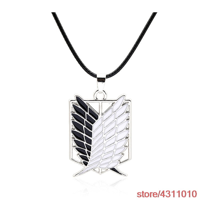 fashion anime attack on titan pendant necklace scoating legion badge Jiyuu no Tsubasa necklace cosplay Eren Jager Mikasa Ackerma