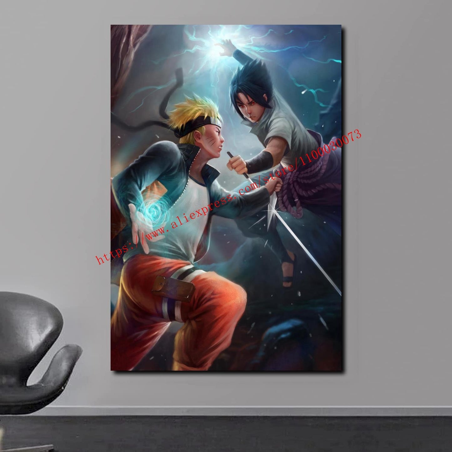 Boruto Uzumaki and Sasuke Anime Poster and Print Canvas Painting Set for Living Room Kids Room Decor Wall Mural