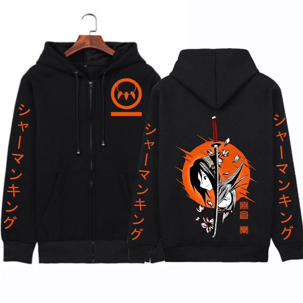 Hoodie Shaman King Oversized Coat Zipper Hoodie Japanese Anime Yoh Asakura Cosplay Loog Sleeve Gift Men Women Hooded