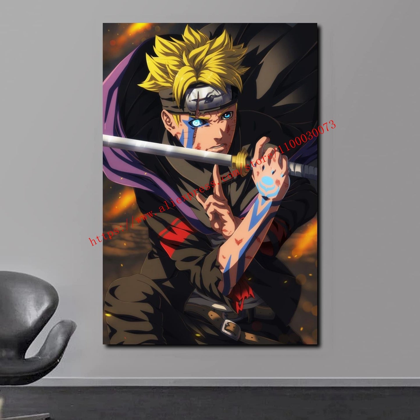 Boruto Uzumaki and Sasuke Anime Poster and Print Canvas Painting Set for Living Room Kids Room Decor Wall Mural