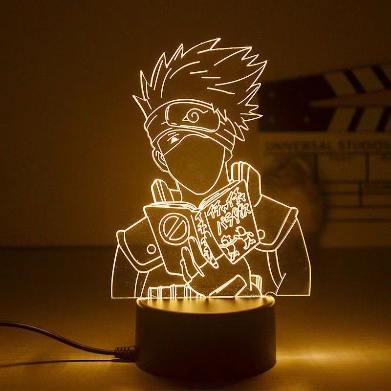 Naruto Uzumaki LED Night Light Toys Akatsuki Kakashi Hatake Kids Bedroom Nightlight Itachi Uchiha 3d Lamp Toys Gift