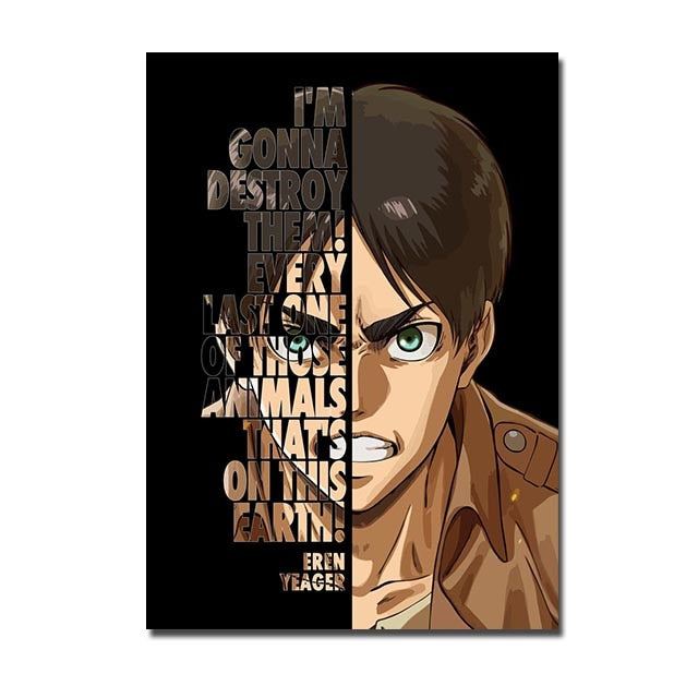 Naruto One Piece Dragon Ball Anime Canvas Painting Motivational Quote Letter Poster Luffy Goku Manga Wall Art Home Decor Cuadros