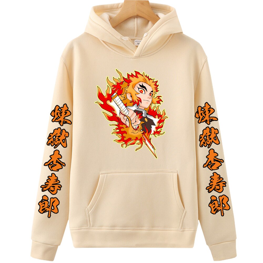 Demon Slayer Hoodie Rengoku Kyoujurou Hoodie Anime Style Autumn Harajuku Style