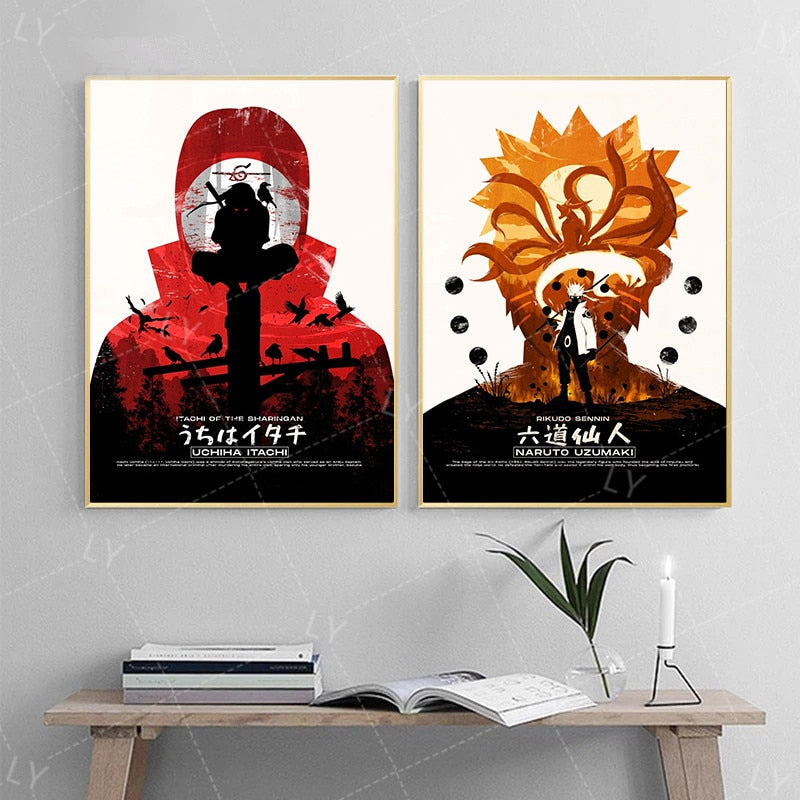 Naruto Anime Uzumaki Uchiha Itachi Canvas Poster Abstract Wall Art Print Mural Children Gift for Modern Living Room Deco