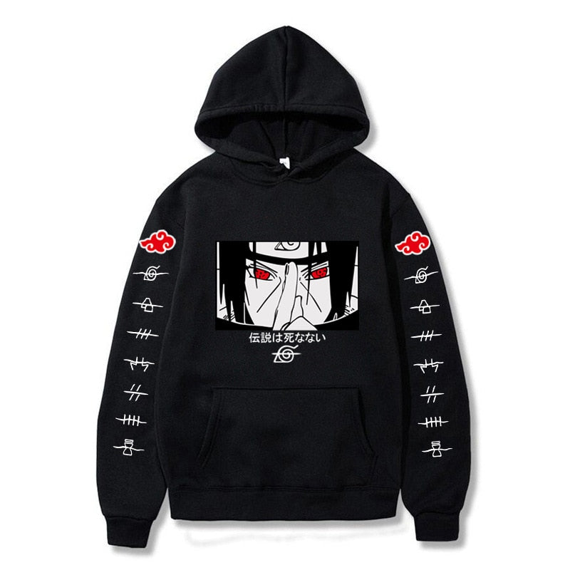 Anigarms Itachi Anime Naruto Manga Hoodies Men Women Funny Cartoon Graphic Oversized Black and White Sweatshirt Pullover Unisex