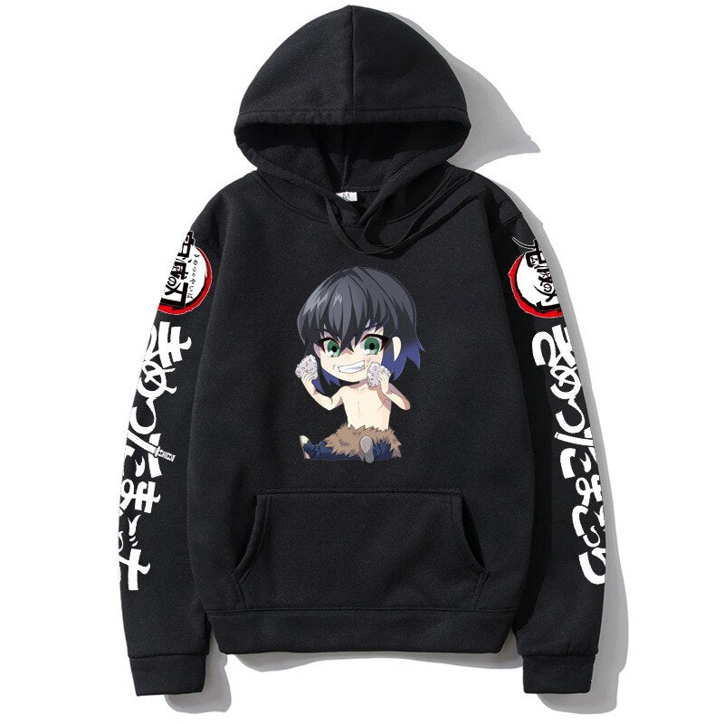 Demon Slayer Kamado Nezuko Japan Anime Tanjirou Print Pullovers Hoodie Loose Streetwear Sweatshirt Women/Man Black Series Hoodie
