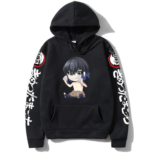 Demon Slayer Kamado Nezuko Japan Anime Tanjirou Print Pullovers Hoodie Loose Streetwear Sweatshirt Women/Man Black Series Hoodie