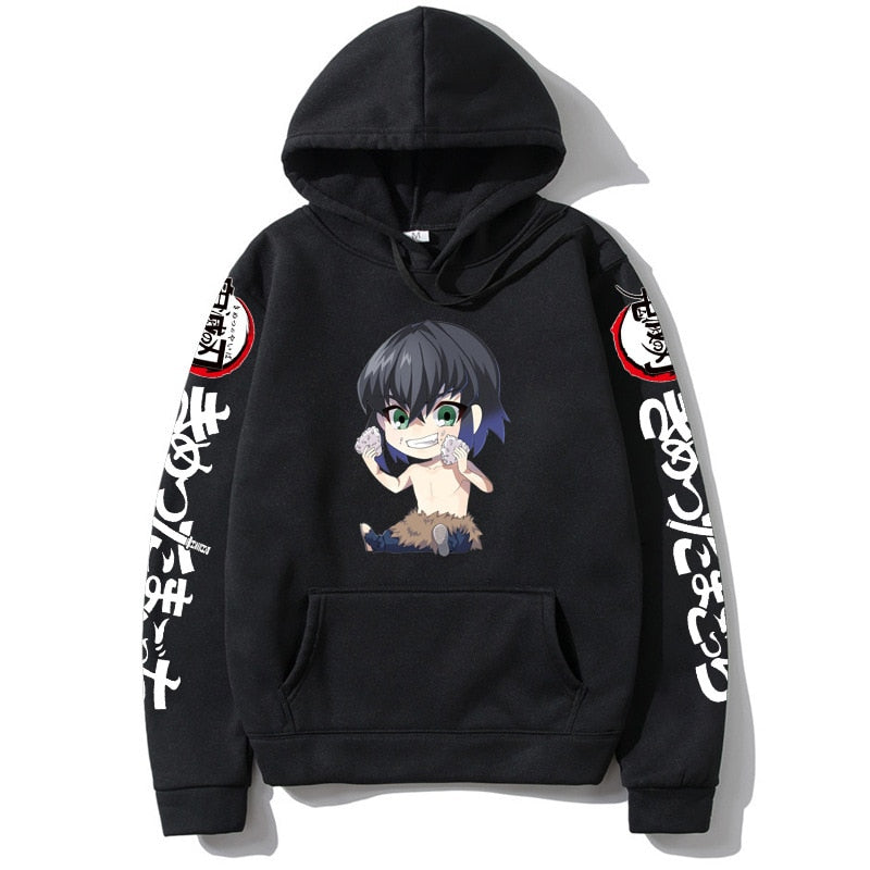 Demon Slayer Kamado Nezuko Japan Anime Tanjirou Print Pullovers Hoodie Loose Streetwear Sweatshirt Women/Man Black Series Hoodie