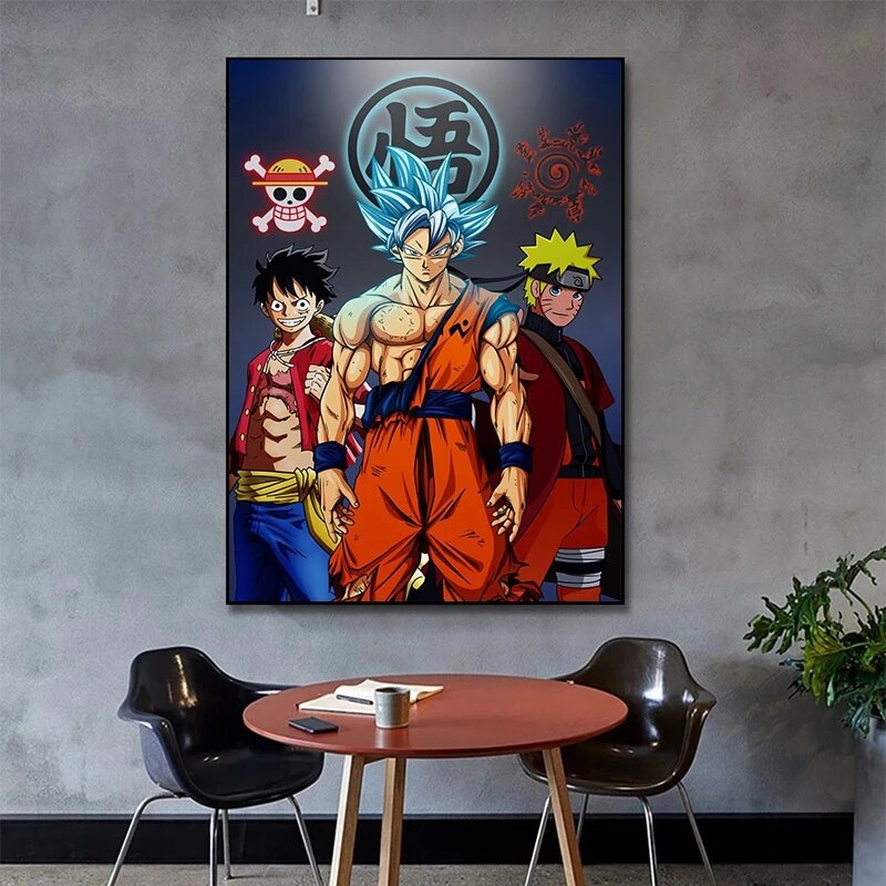 Anime Dragon Ball Canvas Poster Print Super Goku Luffy Uzumaki Naruto Mural Art Decoration Wall Prints Children Home Decor