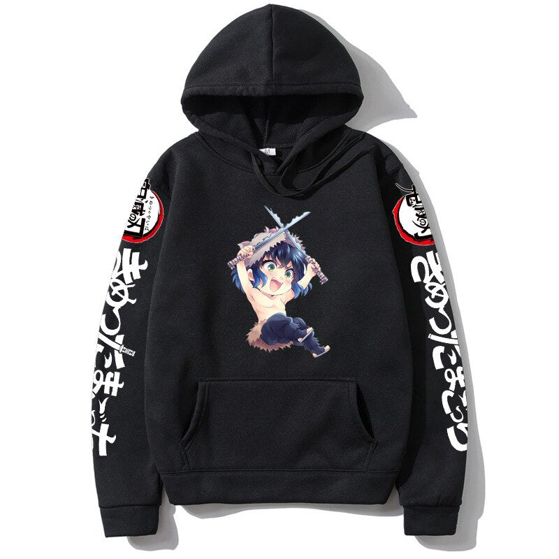 Demon Slayer Kamado Nezuko Japan Anime Tanjirou Print Pullovers Hoodie Loose Streetwear Sweatshirt Women/Man Black Series Hoodie
