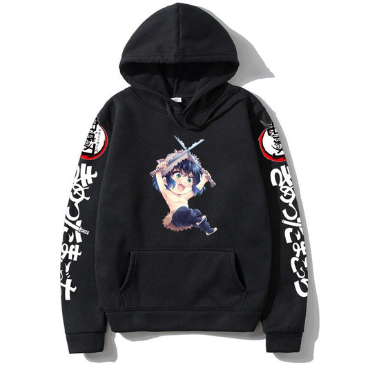 Demon Slayer Kamado Nezuko Japan Anime Tanjirou Print Pullovers Hoodie Loose Streetwear Sweatshirt Women/Man Black Series Hoodie
