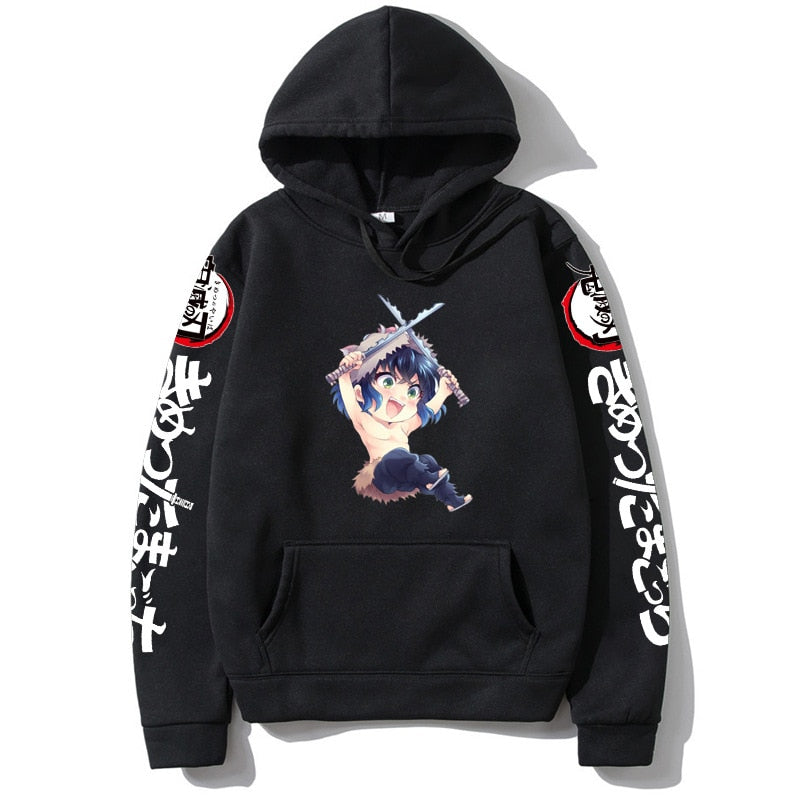 Demon Slayer Kamado Nezuko Japan Anime Tanjirou Print Pullovers Hoodie Loose Streetwear Sweatshirt Women/Man Black Series Hoodie