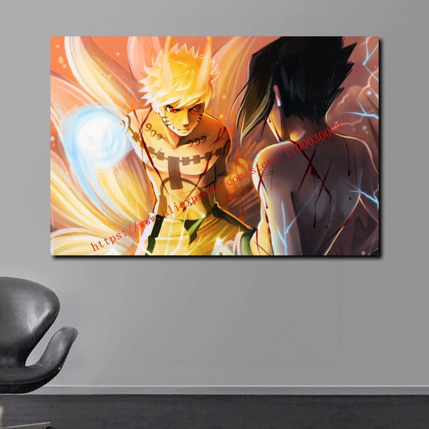 Boruto Uzumaki and Sasuke Anime Poster and Print Canvas Painting Set for Living Room Kids Room Decor Wall Mural