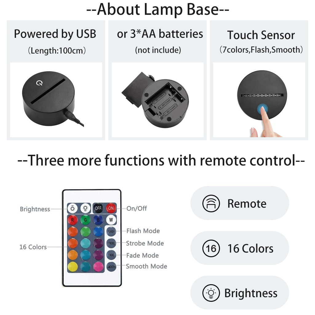 3d Multicolor Anime Lamp/Light
