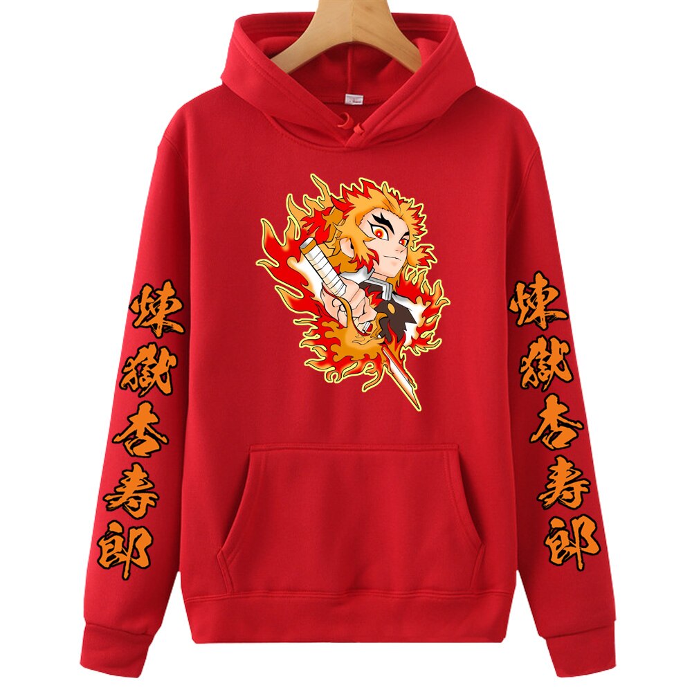 Demon Slayer Hoodie Rengoku Kyoujurou Hoodie Anime Style Autumn Harajuku Style