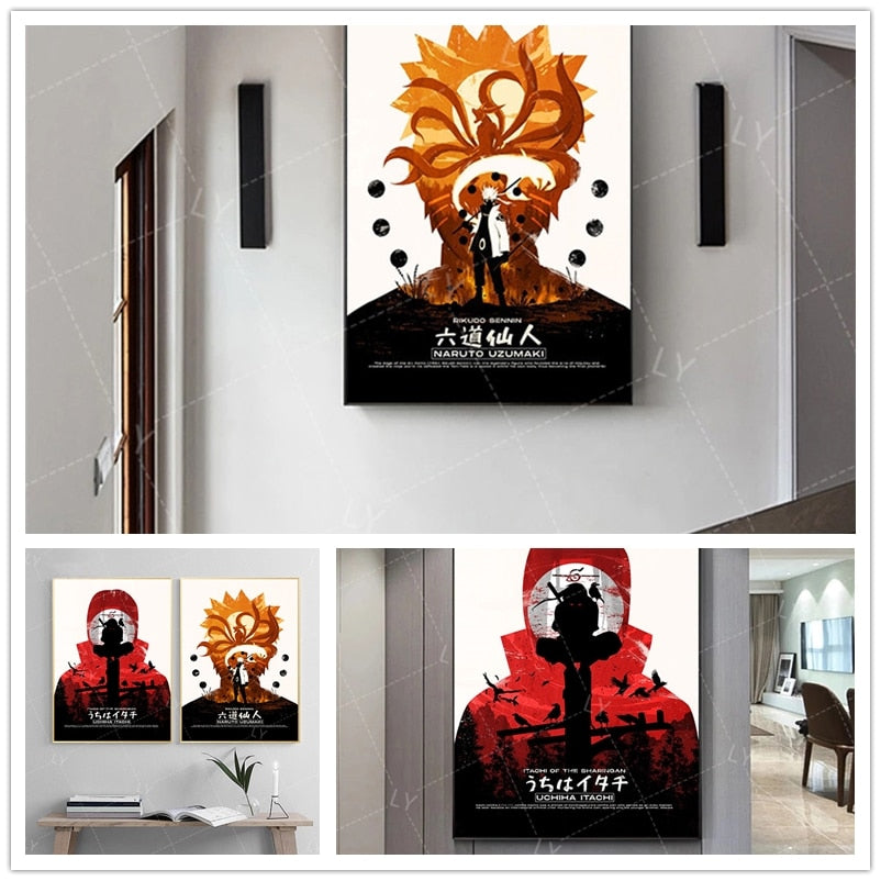 Naruto Anime Uzumaki Uchiha Itachi Canvas Poster Abstract Wall Art Print Mural Children Gift for Modern Living Room Deco