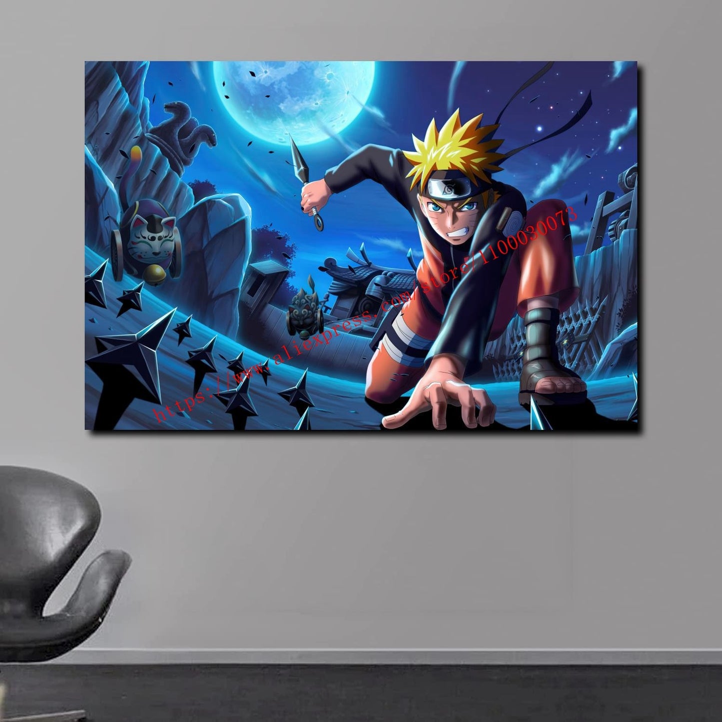 Boruto Uzumaki and Sasuke Anime Poster and Print Canvas Painting Set for Living Room Kids Room Decor Wall Mural