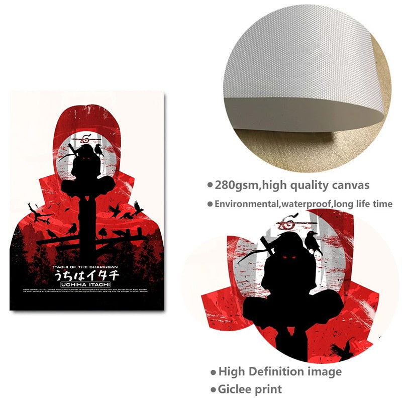 Naruto Anime Uzumaki Uchiha Itachi Canvas Poster Abstract Wall Art Print Mural Children Gift for Modern Living Room Deco