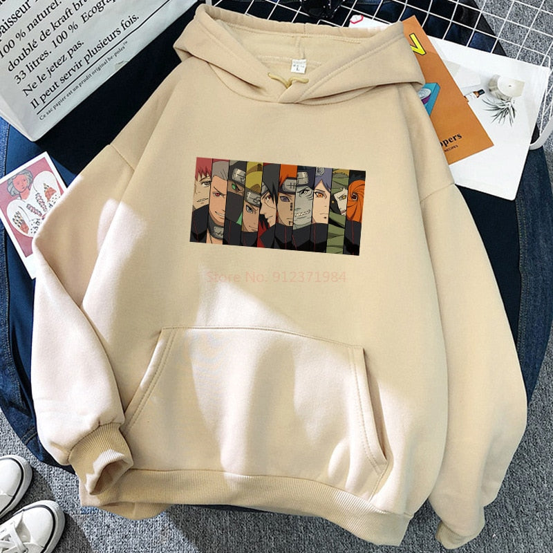 Anime Cream Hoodie with faces