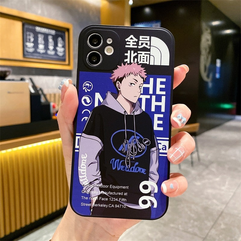 Cute Cartoon Jujutsu Kaisen Sweater Down Jacket Phone Case for IPhone 14 13 12 11 Pro X XS Max XR 7 8 Plus SE2 Gojo Satoru Cover