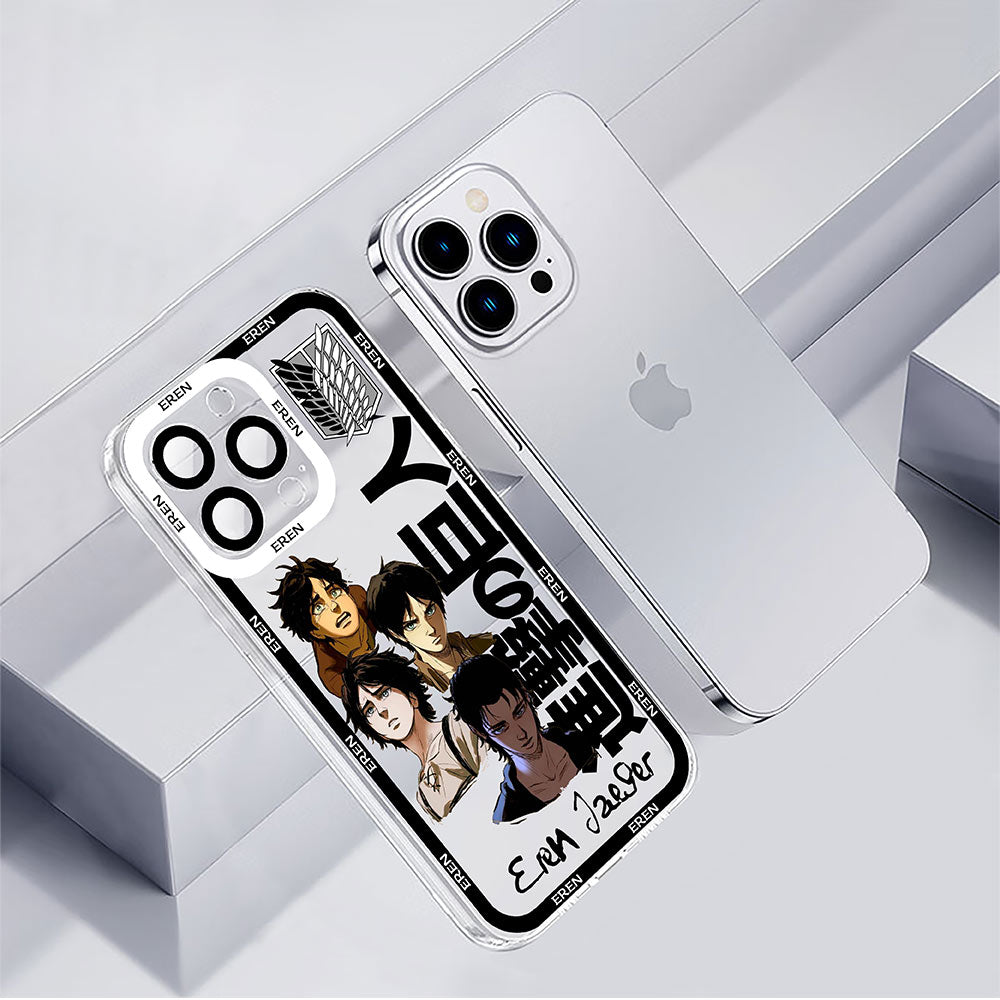 Eren Yeager Phone Case for iPhone 7 8 Plus X XR XSMAX 11 12 13 14 Mini Pro Max Attack On Titan Soft Silicone Transparent shell