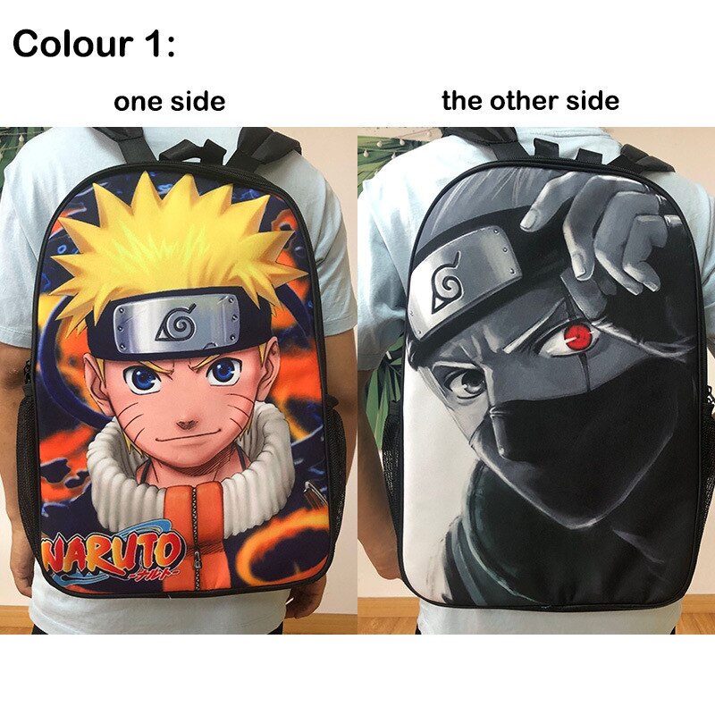 New School Bag Naruto Backpack Double-sided Canvas men Backpack 17 Inch Shoulder Bag For Teenager boys Anime Print Travel gifts
