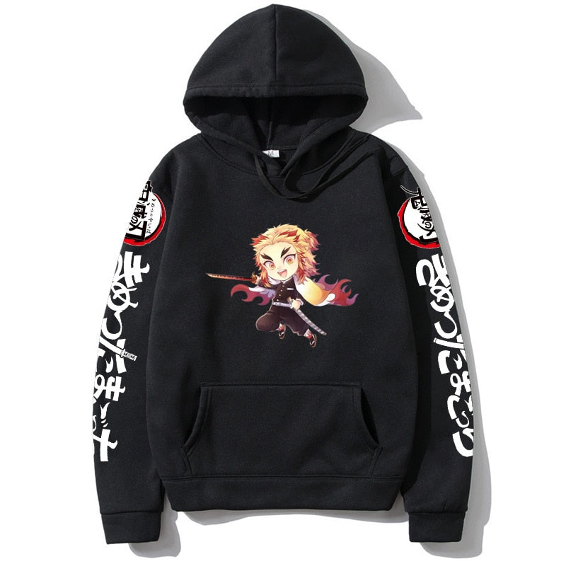 Demon Slayer Kamado Nezuko Japan Anime Tanjirou Print Pullovers Hoodie Loose Streetwear Sweatshirt Women/Man Black Series Hoodie