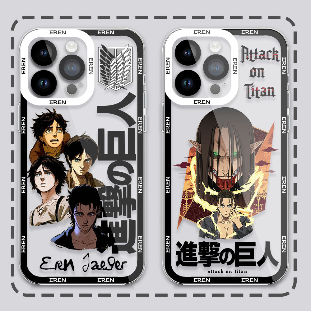 Eren Yeager Phone Case for iPhone 7 8 Plus X XR XSMAX 11 12 13 14 Mini Pro Max Attack On Titan Soft Silicone Transparent shell