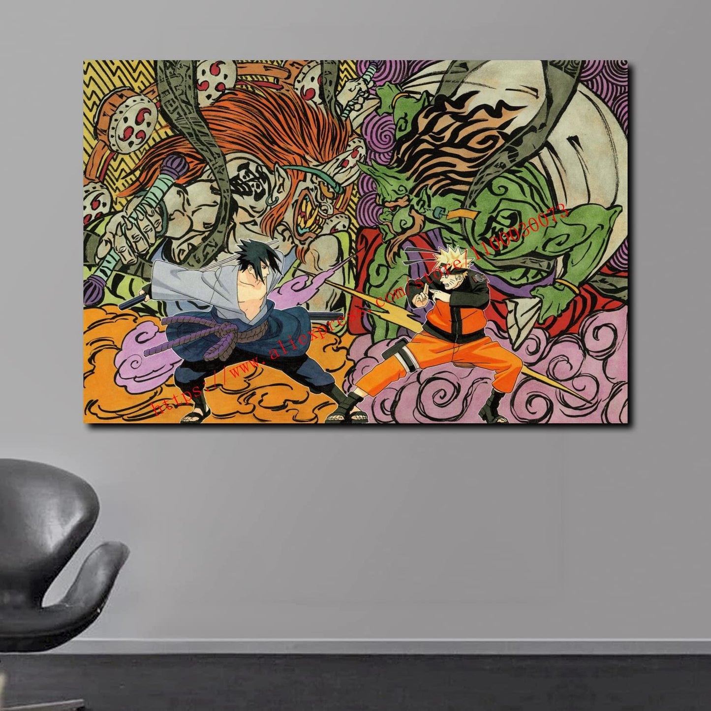 Boruto Uzumaki and Sasuke Anime Poster and Print Canvas Painting Set for Living Room Kids Room Decor Wall Mural
